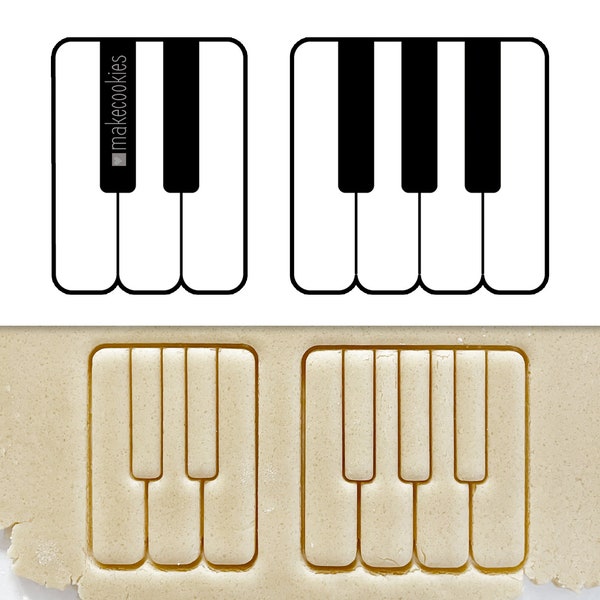 Piano Keys Cookie Cutters Set (2 pieces), Music Cookie Cutter, Cookie Stamp, Fondant Cutters