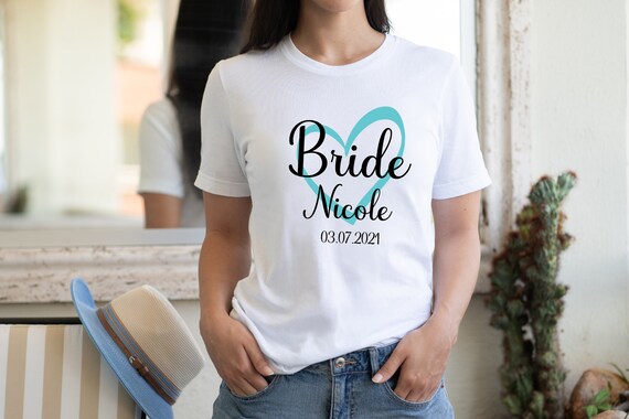 Ironing picture Bride bride with desired name & date statement shirt
