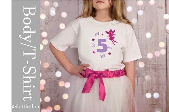 T-shirt fairy with butterfly for birthday with desired number also possible with name