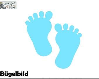 Iron On Bügelbild Babyfüße Fußabdruck Baby Wunschfarbe