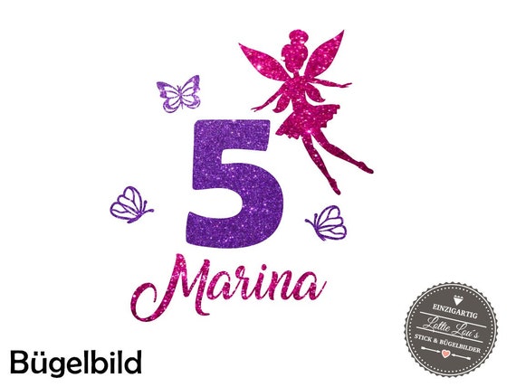 DIY iron-on picture for birthday fairy with desired name & number