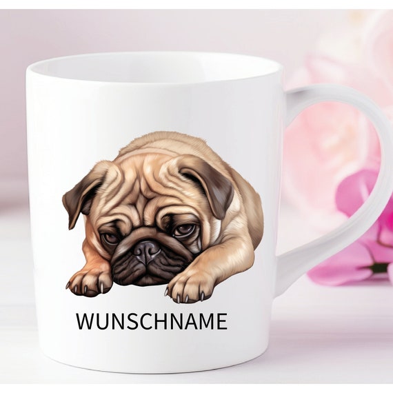 Mops Pug Tasse Hund Dog mom personalisiert mit Name oder Wunschtext