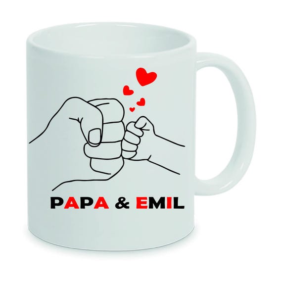 Mug "Dad I love you" with name - Personalized gift for dad Father's Day gift Gift from child - Photo mug with name