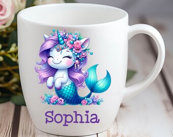 Personalisierte Tasse Meerjungfrau Einhorn Unicorn -  Individuell gestaltbar mit Namen oder Wunschtext