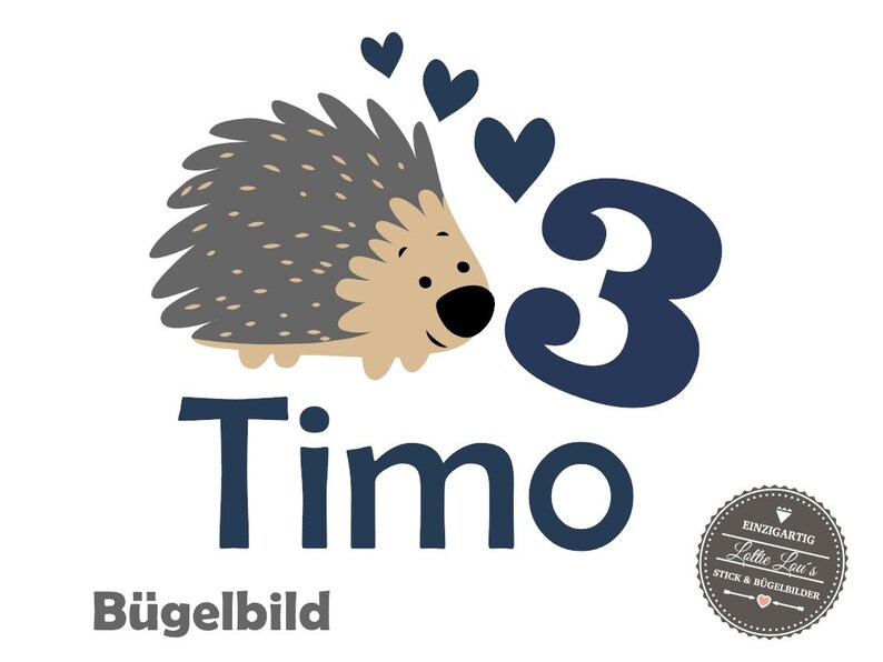 B\u00fcgelbild Igel Geburtstag Zahl NameIron On