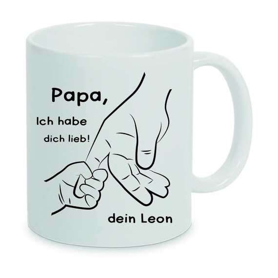 Mug "Dad I love you" with name - Personalized gift for dad Father's Day gift Gift from child - Photo mug with name