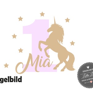 Bügelbild DIY Individuell Geburtstag Birthday Einhorn Unicorn Pferd Zahl Name Glitzer Flock Effect Aufbügler Iron On Geburtstagsshirt Bild 2