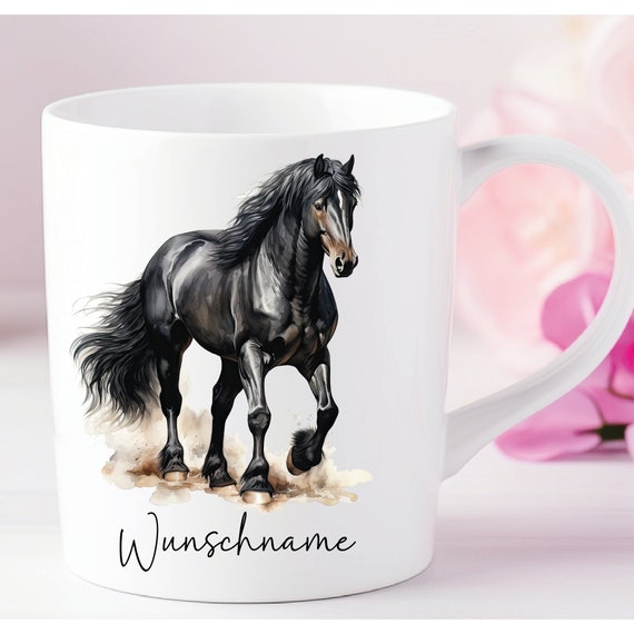 Personalized cup horse foal black friese palomino piebald - can be individually designed with name or desired text