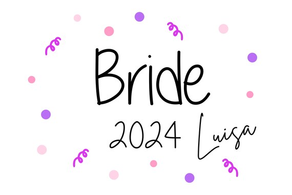 Iron-on image with confetti Bride Mrs with desired name & date Statement Shirt