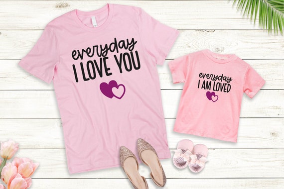 Ironing picture or T-shirt Everyday I Love You I am loved Mama Mini Set also with desired name Statement Shirt Mother's Day
