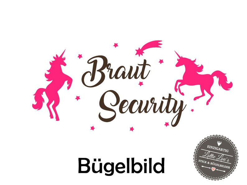 Iron On Bügelbild Braut Security JGA Einhorn XXL Bild 2