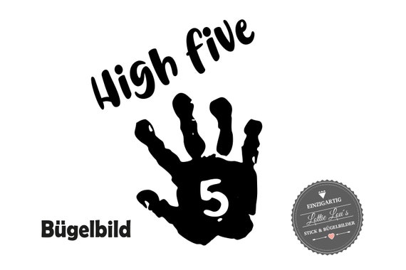 Iron-on image Birthday High Five with hand and finger for the fifth birthday