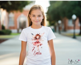 Gepersonaliseerde T-shirt Fairy Fairy voor je verjaardag met gewenst nummer en naam