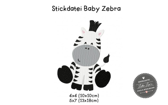 Embroidery file Baby Zebra 4x4 5x7