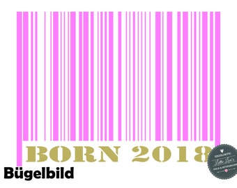 Ironing Image DIY Birthday Barcode Barcode Iron On Desired Text Press Glitter Flock Effect Flex Individual Birthday Shirt Birthday