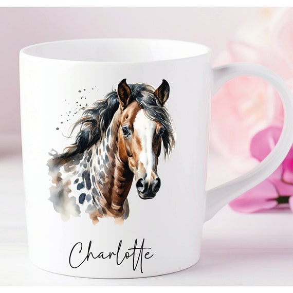 Personalized cup horse foal black friese palomino piebald - can be individually designed with name or desired text