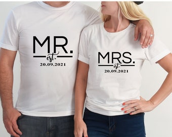 Bügelbild  Mr. & Mrs.   auch  mit Wunschnamen  Datum Statement Shirt