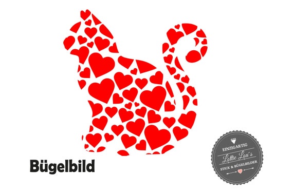 Personalized ironing image cat cat kitten kitten eib with heart in glitter Flock effect flex impact flix hanger DIY