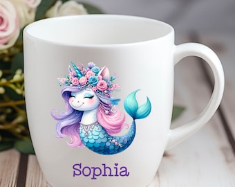 Personalisierte Tasse Meerjungfrau Einhorn Unicorn -  Individuell gestaltbar mit Namen oder Wunschtext