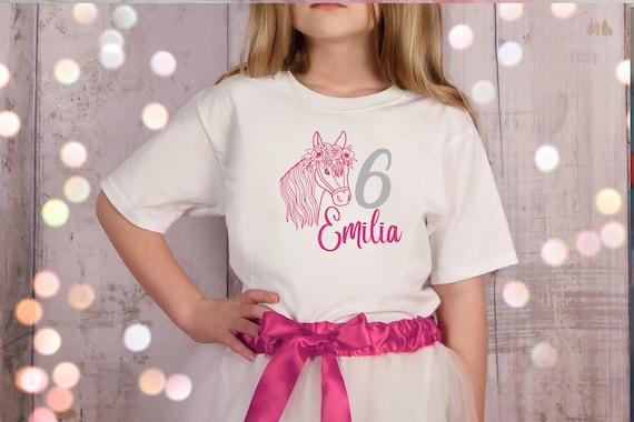 T-shirt birthday horse unicorn with number and name