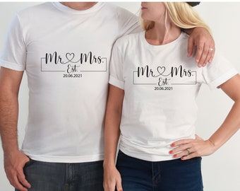 Bügelbild  Mr. & Mrs.   auch  mit Wunschnamen  Datum Statement Shirt