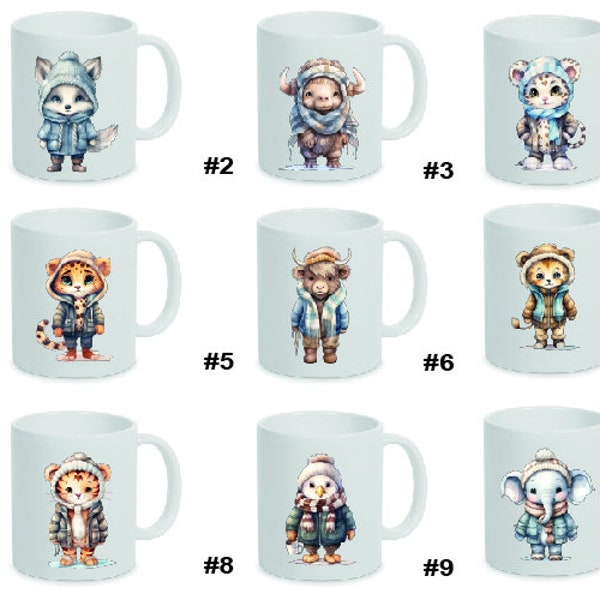 Personalisierte Tasse Wildtiere  auch mit Wunschname -Wolf Büffel Leopard Gepard Bison Tiger Löwe Adler Elefant