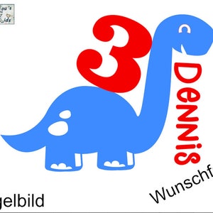 Aufbügler Dinosaurier zum Geburtstag mit Wunschname und Zahl