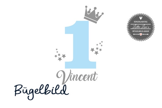 Iron-on birthday crown number with name and stars