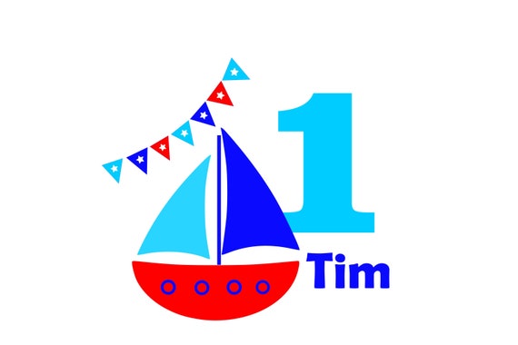 Ironing Picture DIY Birthday Birthday Maritime Boat with Number Name Press Glitter Flock Effect Flex Individual Birthday Shirt