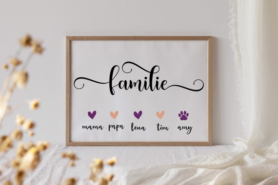 Personalized poster Family Family with name as desired as digital file or print