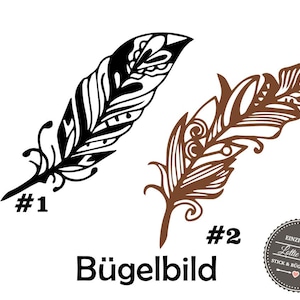 Iron On Bügelbild Feder Feather Wunschfarbe XXL