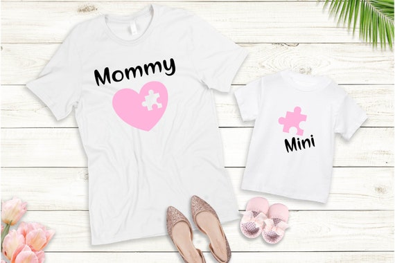 T-Shirt Mini Mom & Baby Outfit Puzzle Piece Personalized Statement Shirt