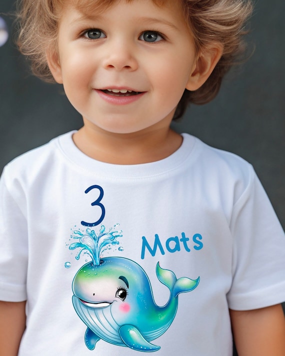 Whale Personalized Birthday T-Shirt with Desired Number and Name