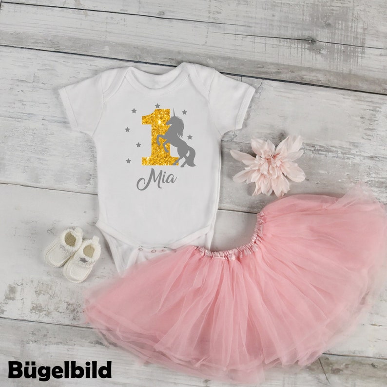 Bügelbild DIY Individuell Geburtstag Birthday Einhorn Unicorn Pferd Zahl Name Glitzer Flock Effect Aufbügler Iron On Geburtstagsshirt Bild 1