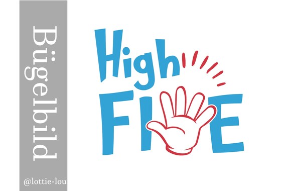 Iron-on picture Birthday High Five with hand and finger #iamfive #ichbinfive for my fifth birthday