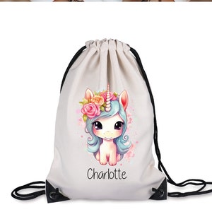 Personalisiertes Einhorn Turnbeutel – Bestickt Mit Namen, 45x33 Cm, Wasserabweisend, Rot