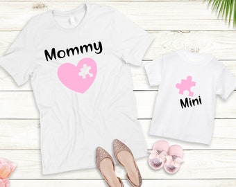 Ironing picture or T-shirt puzzle piece Mama Mini Set also with desired name Statement Shirt Mother's Day