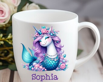 Personalisierte Tasse Meerjungfrau Einhorn Unicorn -  Individuell gestaltbar mit Namen oder Wunschtext