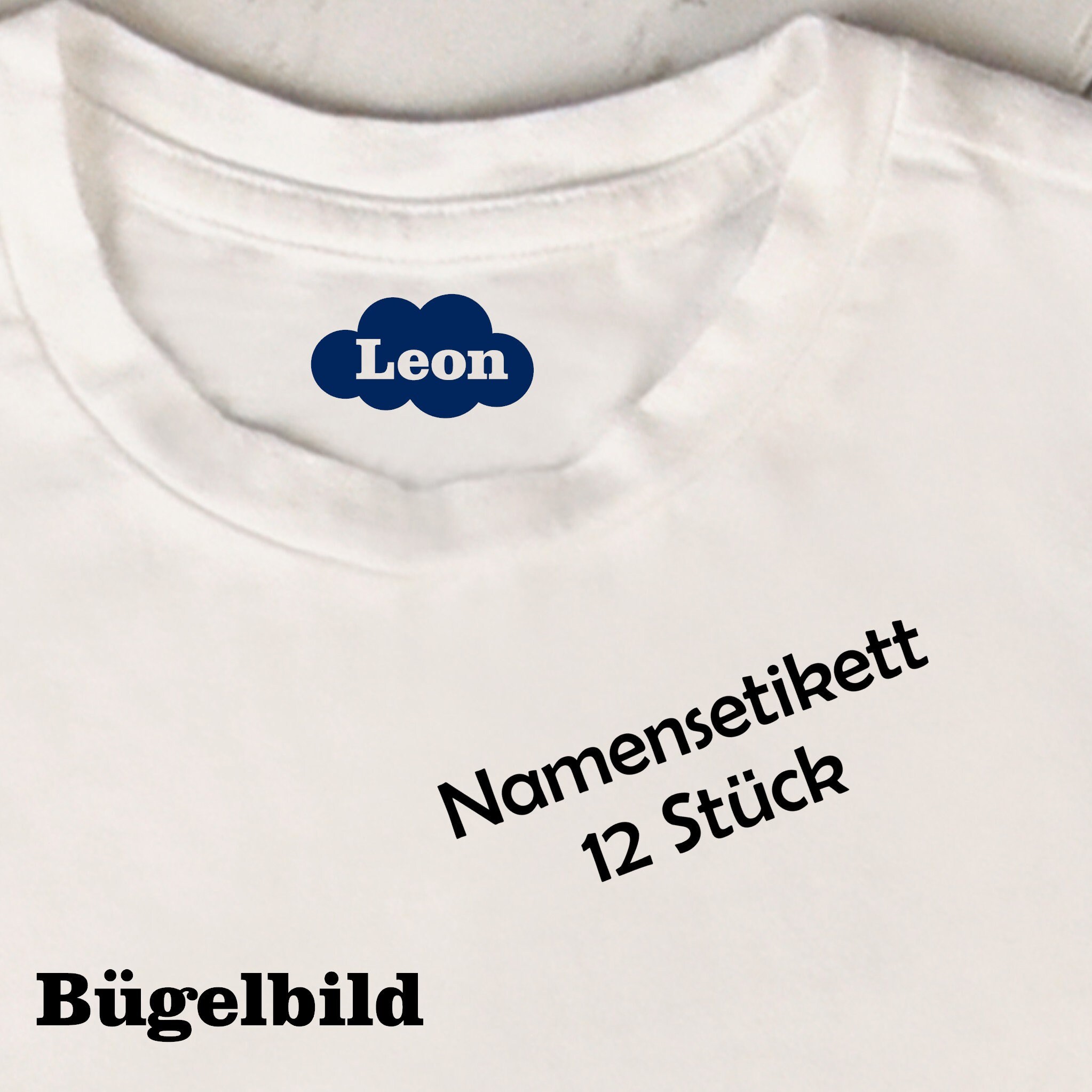 Iron on size label Namenstikett Cloud 12 pieces of ironing