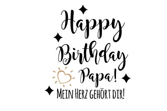 Bügelbild Happy Birthday Papa oder Wunschtext