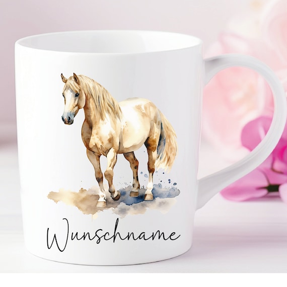 Personalized Cup Horse Foal Black Friese Palomino Haflinger Pinto - Can be individually designed with name or desired text