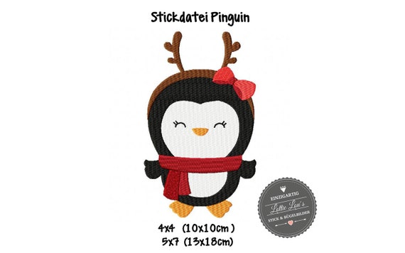 Embroidery file Christmas Penguin reindeer Christmas