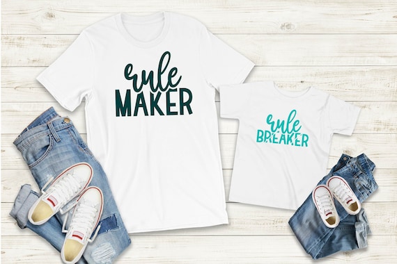 Ironing picture or T-Shirt Rule Maker Rule Breaker Mini Set also with desired name Statement Shirt Mother's Day