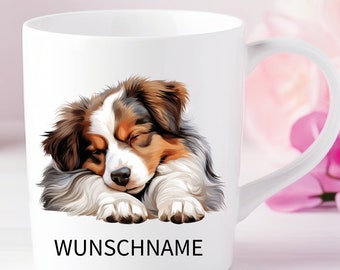 Personalisierte Tasse Dog Mom mit Australien Shepard auch mit Wunschname