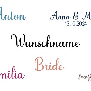 Iron-on image with desired name and desired text to iron on