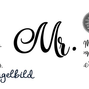 Iron On Bügelbild Mrs Mr. in Wunschschriftart auch für Maske