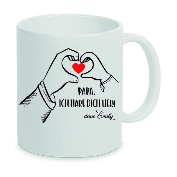 Mug "Dad I love you" with name - Personalized gift for dad Father's Day gift Gift from child - Photo mug with name