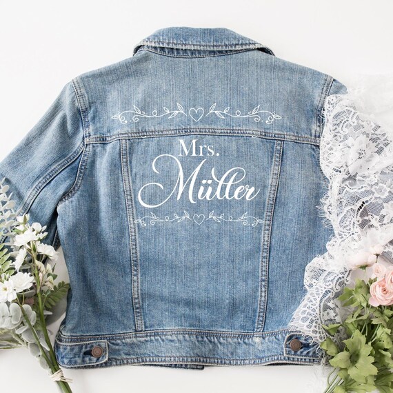 Iron-on image Mrs. with desired name – Personalizable motif for bridal shirt, wedding, JGA, DIY shirt, statement shirt, flex or glitter foil