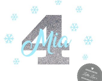 Ironing picture Ice Queen Snowflake for birthday with name and number