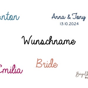 Iron-on image with desired name and desired text to iron on